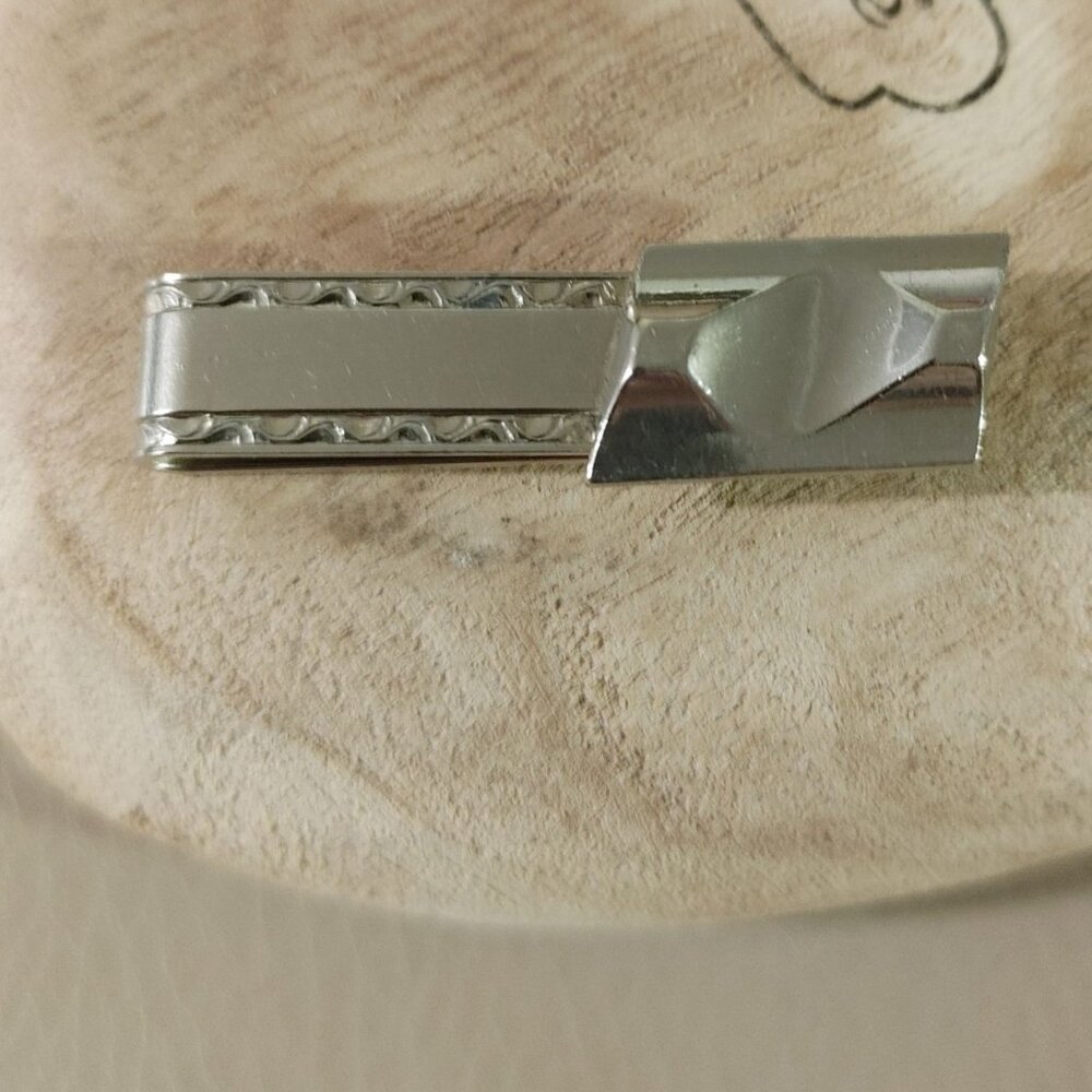 Vintage Silver tone Tie Clip with Ornate Detailing
